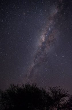 Yıldızlı ve samanyolu gece gökyüzü