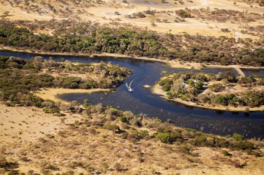 Ormandaki nehir havadan görünümü