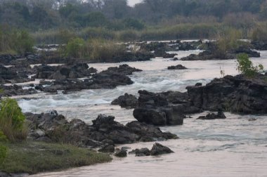 Dağlarda güzel bir nehir manzarası.