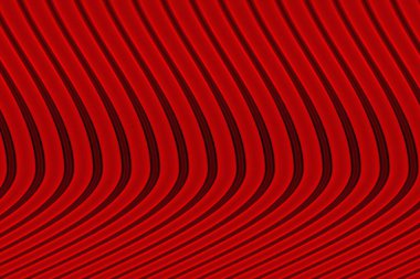 Soyut kırmızı dalga deseni düzgün kıvrımlar ve gölgelerle dinamik bir görsel efekt yaratır