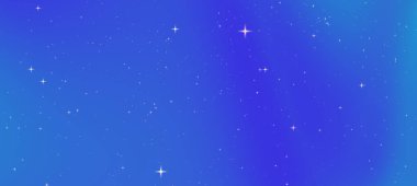 Sakin mavi bir arkaplan üzerinde parıldayan yıldızlarla dolu huzurlu bir gece göğü.