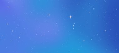 Parıldayan yıldızlarla dolu sakin bir gece göğü sakin mavi bir arkaplan üzerinde