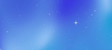 Yıldızlarla dolu sakin bir gece gökyüzü, mavi tonların bir gradyanı, arka plan için mükemmel.