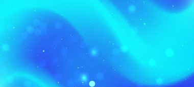 Yumuşak bokeh ışıklarıyla soyut mavi dalga arka planı, sakin ve rahatlatıcı bir atmosfer yaratıyor.