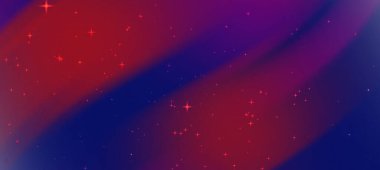 Canlı kırmızı ve mor renkli, dağınık yıldızlı, dijital sanat için ideal soyut kozmik arkaplan