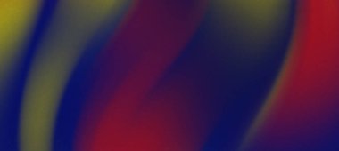 Kırmızı, mavi ve sarıya harmanlanmış soyut renkli dalgalar dinamik bir zemin oluşturuyor.