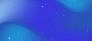 Parıldayan yıldızlı mavi renkli bir gradyan içeren soyut kozmik arkaplan, dijital tasarım için ideal