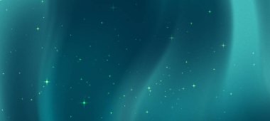 Huzurlu bir manzara üzerinde parıldayan yıldızlar ve canlı auroralarla dolu ruhani bir gece göğü.