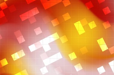 Kırmızı, turuncu ve sarı geometrik şekillerin karışımından oluşan soyut canlı arkaplan dinamik bir görsel efekt oluşturuyor.