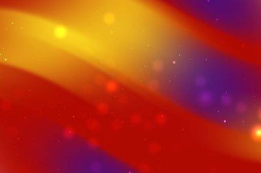 Kırmızı, turuncu ve mor renkli soyut canlı dalgalar. Arka planda parlak bokeh efektleri var.