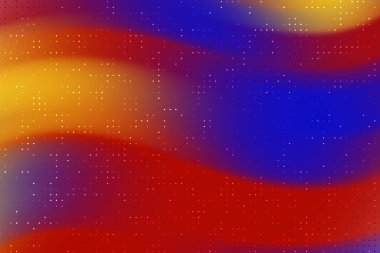 Değişken kırmızı, mavi ve turuncu renkli soyut dalgalar dinamik bir desen içinde kusursuz bir şekilde harmanlanırlar.