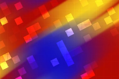 Canlı kareler ve köşegen ışık çizgileri içeren renkli soyut arkaplan, dijital tasarım için ideal