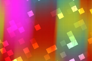 Renkli soyut geometrik desen, canlı renkler ve şekillerle dinamik bir görsel etki yaratıyor.