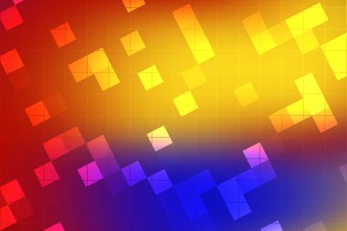 Renkli geometrik desenler, canlı eğimlerle kırmızıdan sarıya ve maviye dönüşüyor.