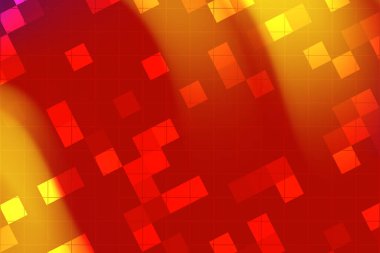 Kırmızı ve sarı tonlarda renkli geometrik şekiller içeren canlı soyut arkaplan