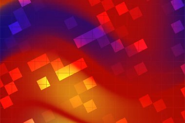 Renkli kareler ve dalgaların dinamik bir gradyan etkisine sahip olduğu canlı soyut arkaplan