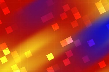 Renkli geometrik şekiller ve gradyanlarla dolu canlı soyut arkaplan dinamik bir atmosfer yaratıyor.