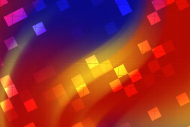 Renkli kareler ve akışkan şekillerle hareketli soyut arkaplan dinamik bir görsel etki yaratıyor