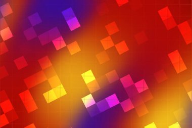 Renkli kareler ve gradyanlarla dolu canlı soyut geometrik desen, arka planlar için ideal.