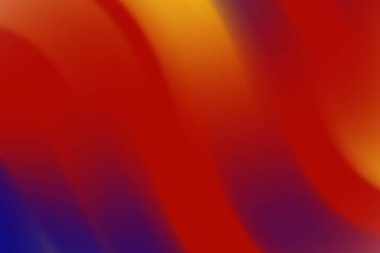 Kırmızı, turuncu ve mavi renkli canlı dalgalar enerjiyi ve hareketi çağrıştırıyor.