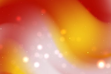 Akan kırmızı ve sarı dalgalarla soyut renkli arkaplan, derinliği arttıran yumuşak bokeh ışıkları