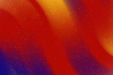 Parlak kırmızı, turuncu ve mavi dalgalı soyut renkli arka plan dinamik bir akış yaratıyor.