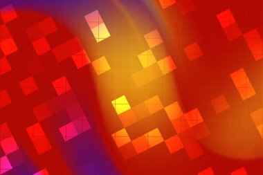 Uyumlu kırmızı, turuncu ve sarı geometrik şekillere sahip soyut renkli arkaplan