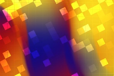 Canlı kareler ve gradyanlarla soyut renkli geometrik desen dinamik bir görsel etki yaratıyor