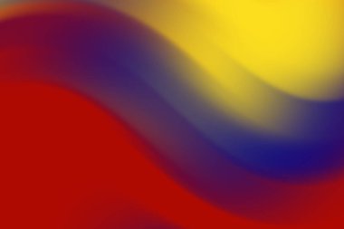 Soyut renkli dalga deseni kırmızı, sarı ve mavi renkleri harmanlayarak canlı bir zemin oluşturur