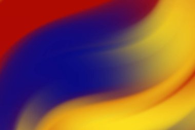 Kırmızı, sarı ve mavinin sıcak tonlarını pürüzsüz bir eğimle harmanlayan soyut renkli dalga deseni