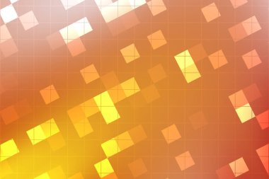 Üst üste binen kareleri sıcak renklerde gösteren soyut geometrik desen, arka planlar için ideal
