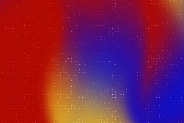 Kırmızı, mavi ve sarı renkleri dağınık beyaz noktalarla harmanlayan soyut gradyan arkaplan