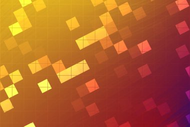 Parlak sarı, turuncu ve kırmızı renkli soyut geometrik desen dinamik bir görsel etki yaratıyor.