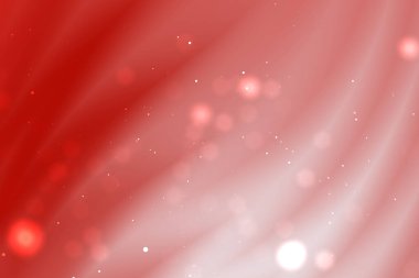 Yumuşak dalgalar ve parlak parçacıklar ile soyut kırmızı ve beyaz zemin rüya gibi bir atmosfer yaratıyor