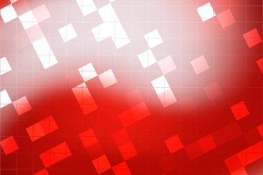 Çağdaş bir tasarım oluşturan şeffaf karelerle soyut kırmızı ve beyaz geometrik arkaplan