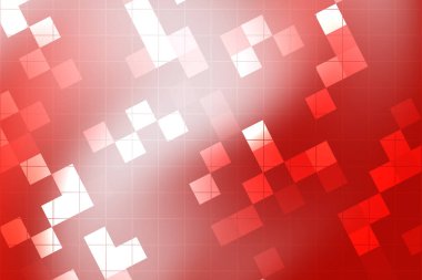 Değişen şekiller ve şeffaflık efektleriyle soyut kırmızı ve beyaz geometrik desen