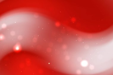 Yumuşak bokeh ışıklarıyla soyut kırmızı ve beyaz dalga arkaplanı canlı bir atmosfer yaratıyor