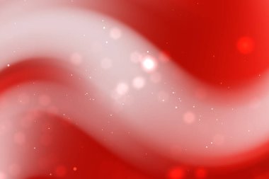 Yumuşak bokeh ışıkları olan soyut kırmızı ve beyaz dalga desenleri, sıcak ve şenlikli bir atmosfer yaratıyor.