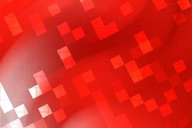 Geometrik şekiller ve gradyanlarla soyut kırmızı zemin canlı ve dinamik bir atmosfer yaratır.