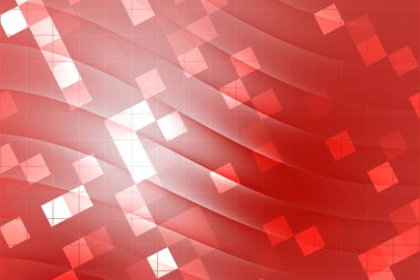 Dijital tasarım projeleri için uygun geometrik şekilli ve dalgalı desenli soyut kırmızı arkaplan