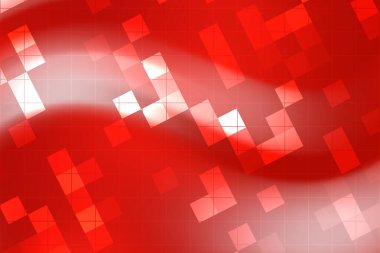 Pikselleştirilmiş desenleri ve pürüzsüz eğrileri olan soyut kırmızı arkaplan, modern tasarım projeleri için ideal