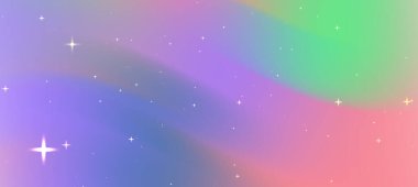 Parlak yıldızlı soyut renkli arkaplan rüya gibi bir atmosfer yaratıyor.