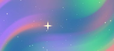 Girdap eğimleri ve parıldayan yıldızlarla soyut renkli kozmik arkaplan, dijital sanat için ideal.