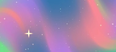 Yumuşak renkleri ve ışıldayan yıldızları olan soyut renkli arkaplan, dijital tasarım için ideal.