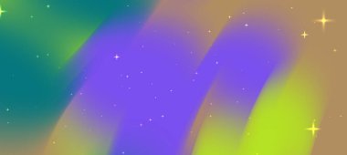 Yıldızlı ve yumuşak dalgalı soyut renkli arkaplan, dijital tasarım projeleri için ideal