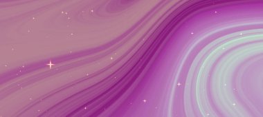 Akan mor ve pembe dalgalarla soyut kozmik arkaplan, parıldayan yıldızlar, dijital sanat için ideal.