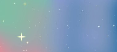 Yumuşak pastel renklere ve dağınık yıldızlara sahip soyut kozmik arkaplan sükunet ve merak uyandırıyor.