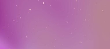 Yumuşak pembe ve mor renkleri olan soyut kozmik zemin dağınık yıldızlar rüya gibi bir atmosfer yaratıyor.