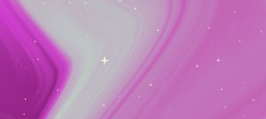 Buruşan pembe ve mor renkleri, dağınık yıldızları ve rüya gibi bir atmosferi olan soyut bir kozmik arka plan.