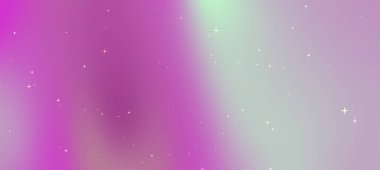 Yumuşak pembe ve yeşil renkleri olan soyut eğimli arkaplan, dağınık yıldızlar, rüya gibi bir atmosfer yaratıyor.